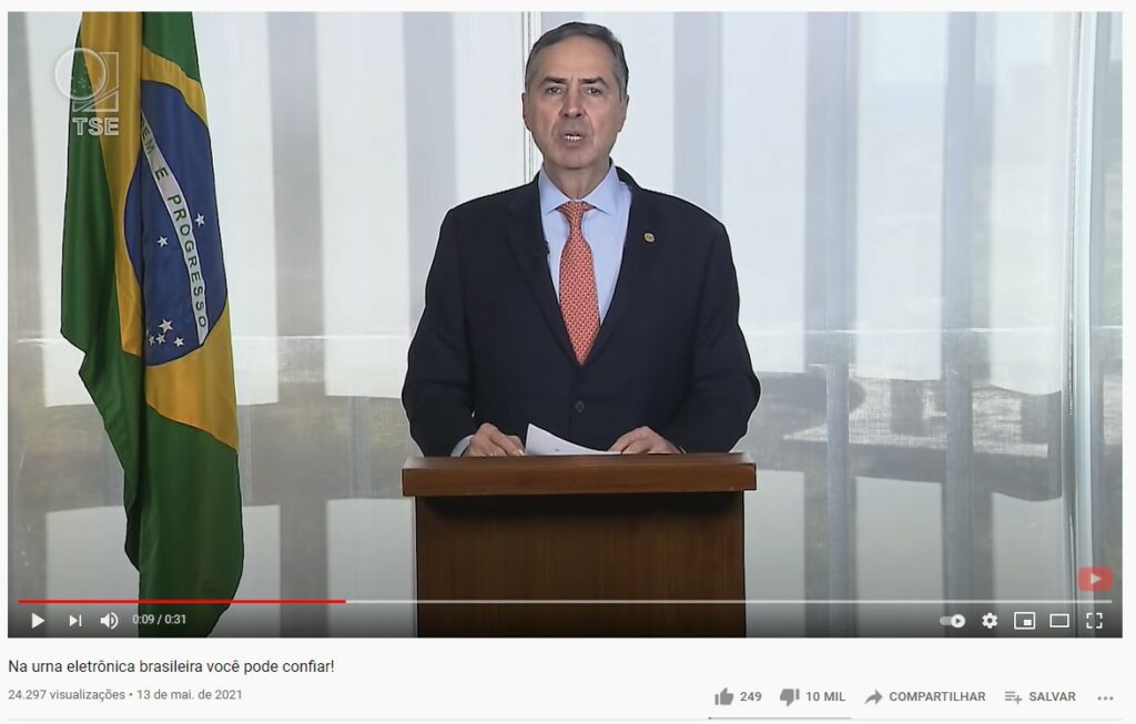 Vídeo sobre urna eletrônica tem mais de 100 mil dislikes